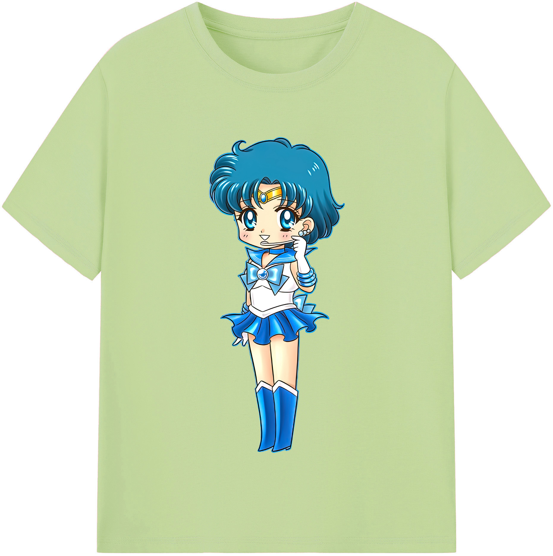 （画像用） 美少女戦士セーラームーン 水野 亜美 みずの あみ Sailor Moon Mizuno Ami 綿100％半袖Tシャツ（フロントプリント）